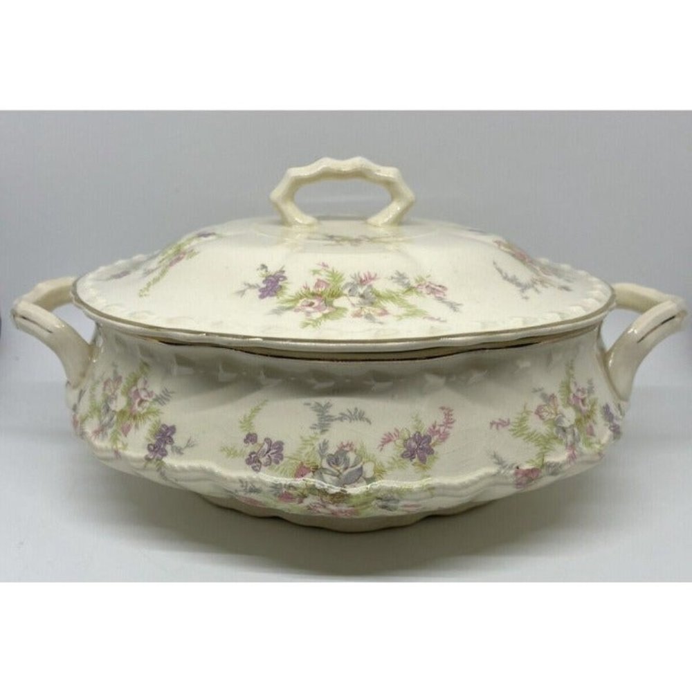 Crooksville China Co Pastel Floral Made In USA Serve-ware Soup Tureen With Lid